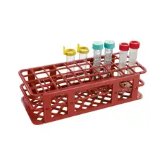FL14-4021R Estante vermelha em PP para 40 tubos de ensaio 21 mm